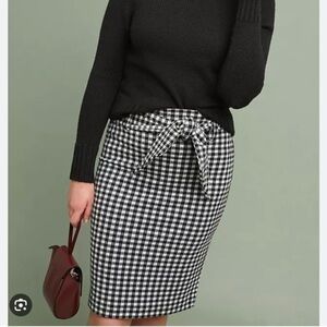 Maeve Black White Gingham Knit Pencil Skirt Small Anthropologie NEW NWT